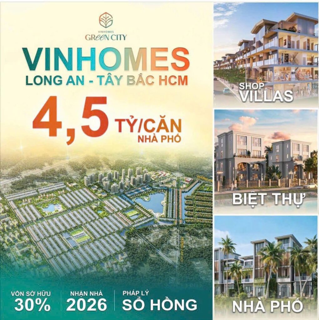 Các loại hình sản phẩm Vinhomes Green City Hậu Nghĩa