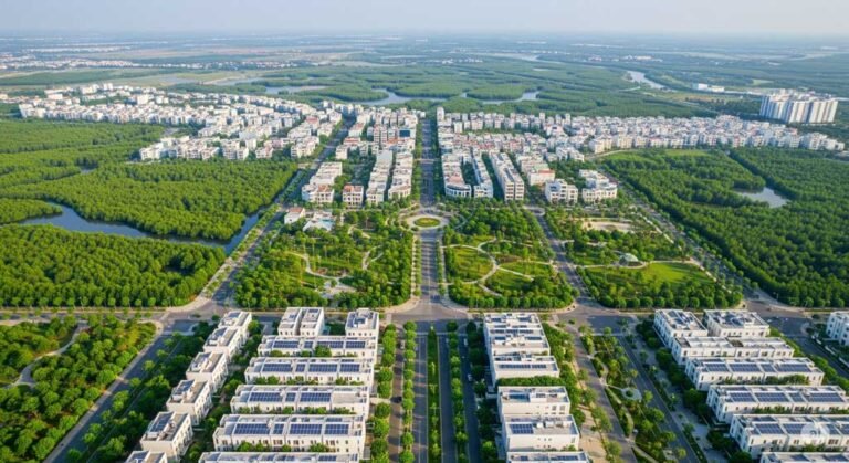 Ảnh AI tạo về khu đô thị xanh Cần Giờ