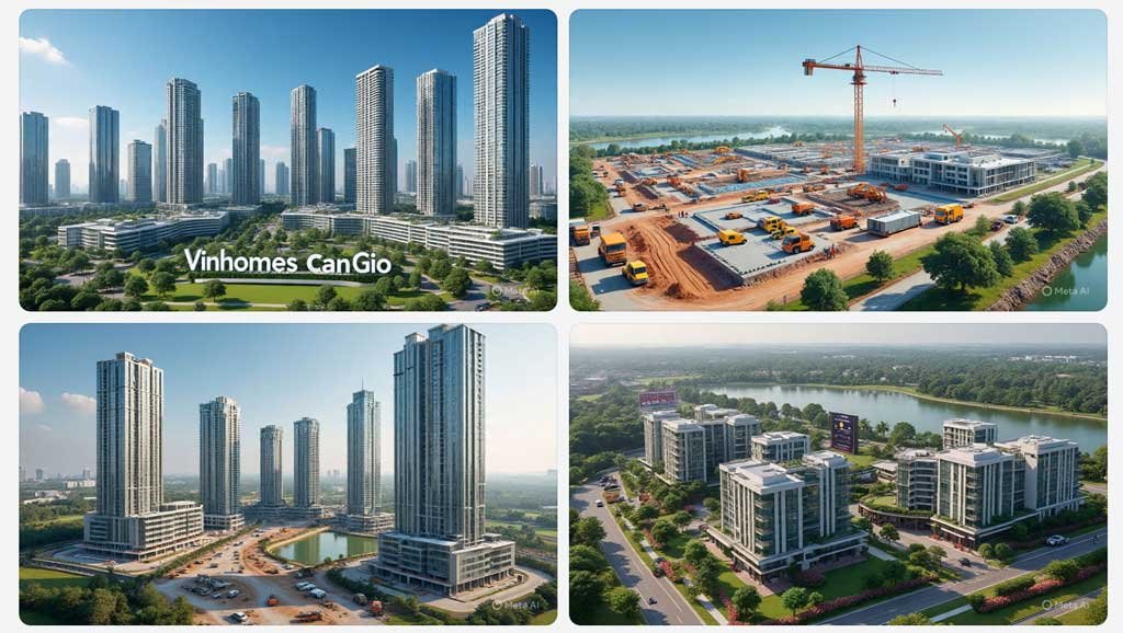 Ảnh AI về tiến độ dự án VInhomes Cần Giờ và thời gian hoàn thành