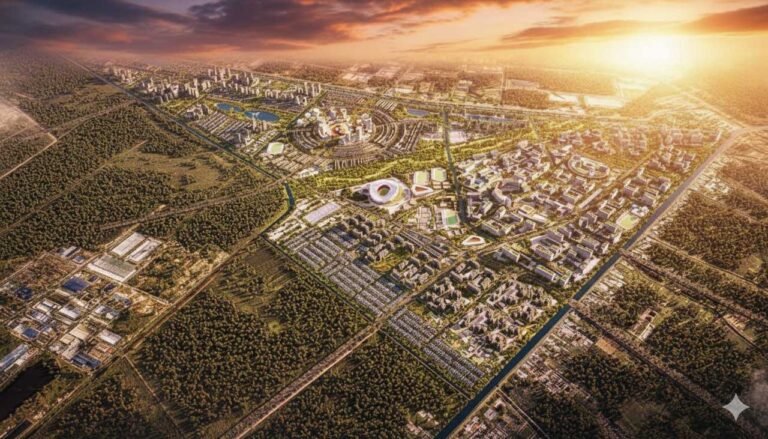 Hình ảnh hoàng hôn tại dự án Vinhomes Hóc Môn