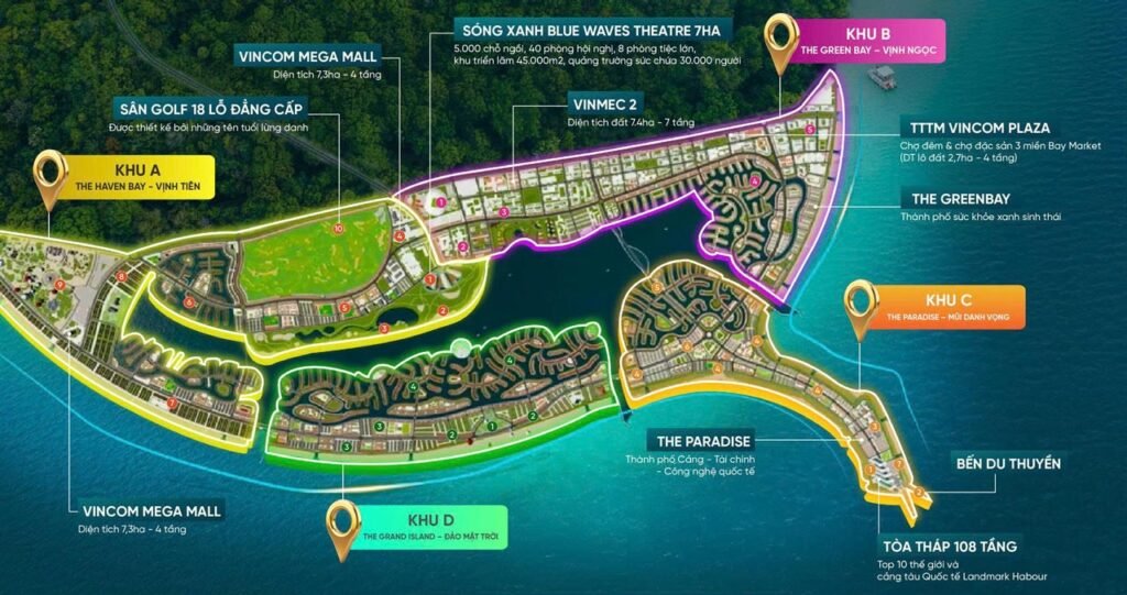 4 phân khu Vinhomes Cần Giờ: Vịnh Ngọc - Vịnh Tiên - Mũi Danh Vọng - Đảo Mặt Trời