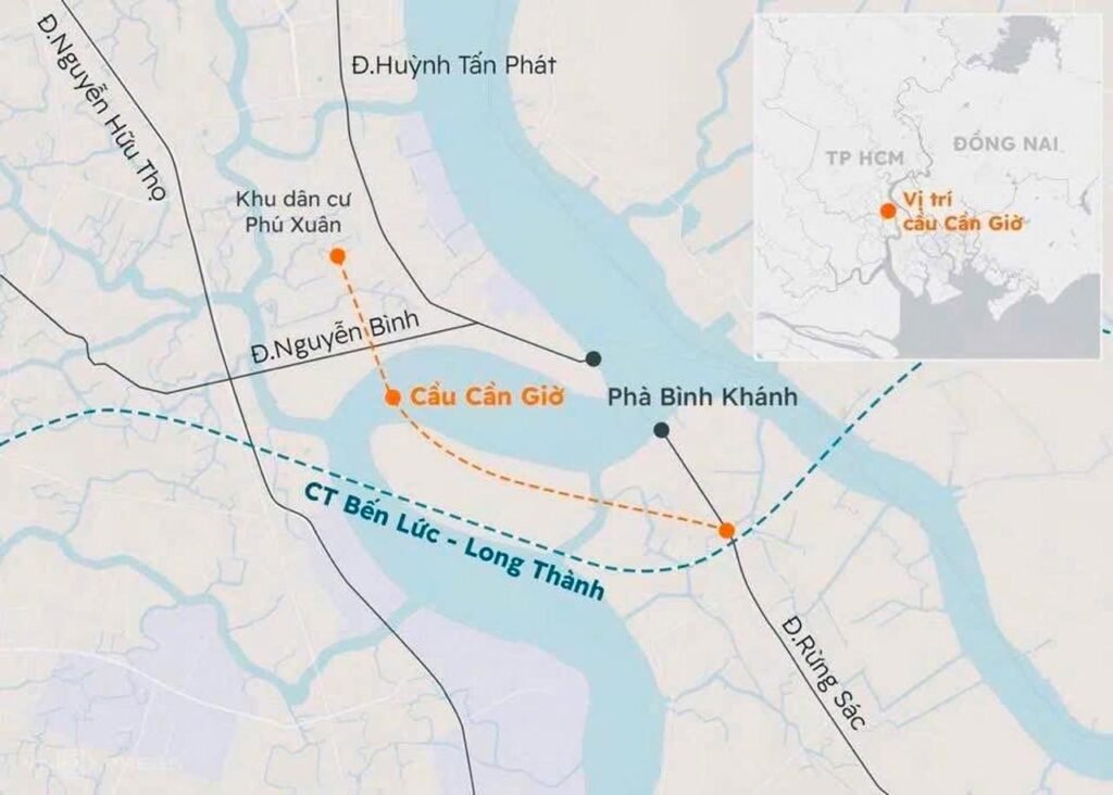 Bản đồ vị trí cầu Cần Giờ