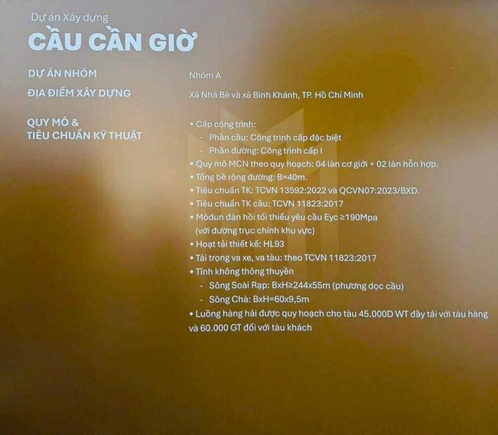 Thông số kỹ thuật cầu Cần Giờ
