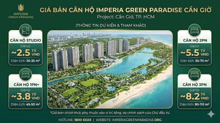 Bảng giá bán căn hộ Imperia Green Paradise Cần Giờ tham khảo