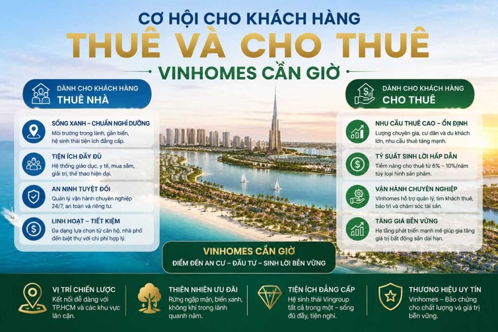 Cơ hội dành cho khách hàng thuê và cho thuê Vinhomes Cần Giờ
