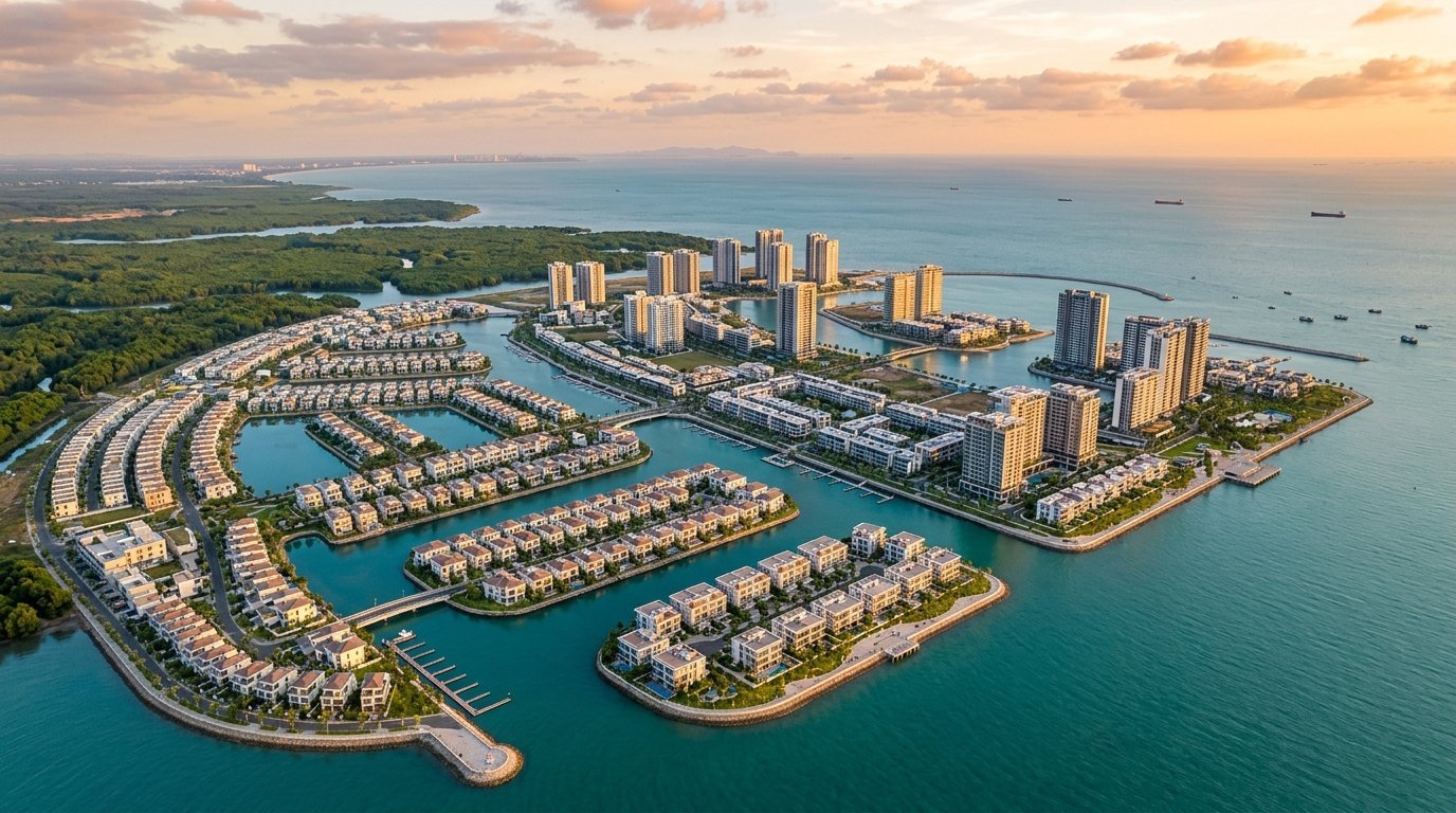 Điện gió ngoài khơi Vinhomes Cần Giờ nhìn từ trên cao